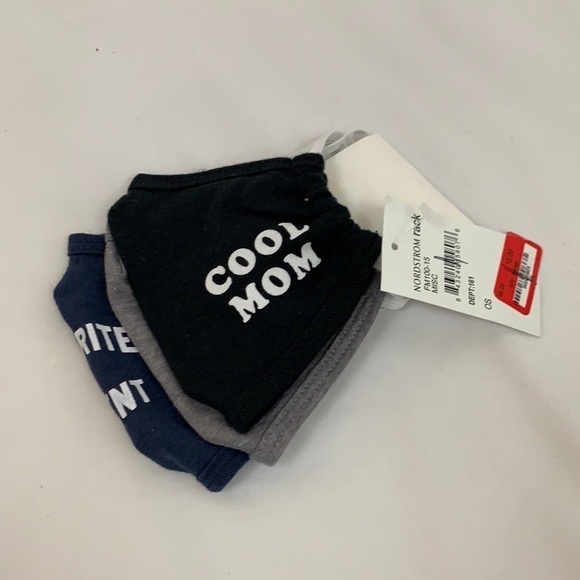 Face Masks For Mom & Dad 3 Piece Set One Size Cloth Black Gray Navy NWT - Picture 1 of 4